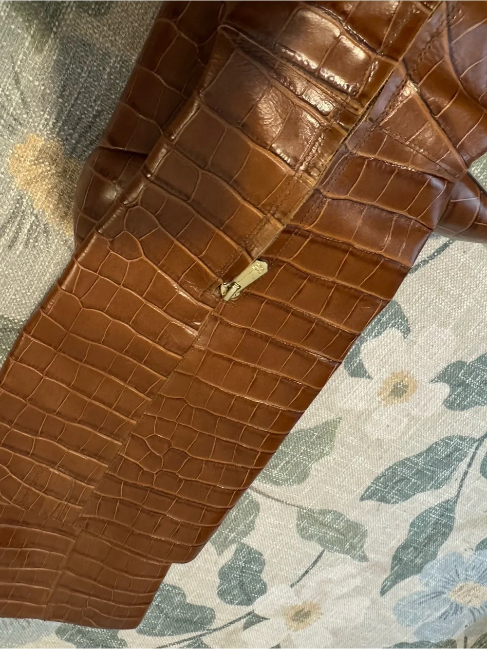 Sam Edelman Clarem Knee High Boot in Tawny Brown Croc sz 7.5